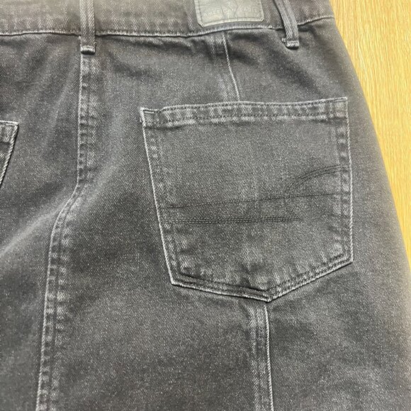 American Eagle Jean Skirt Size 10 Y2K Denim Mini Button Front High Rise A-line - Picture 5 of 9